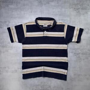 Y2K Navy Zero Point Surf Grunge Striped Skater Polo Shirt